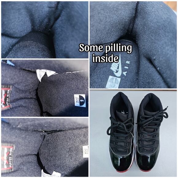 Air Jordan 11 Retro Playoffs Bred Size 9 Black Red XI Nike Jumpan 23 378037-061 - Picture 11 of 16